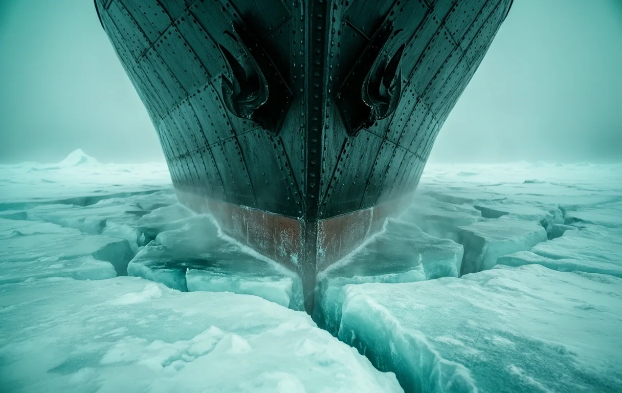 Arctic vessel hull in ice