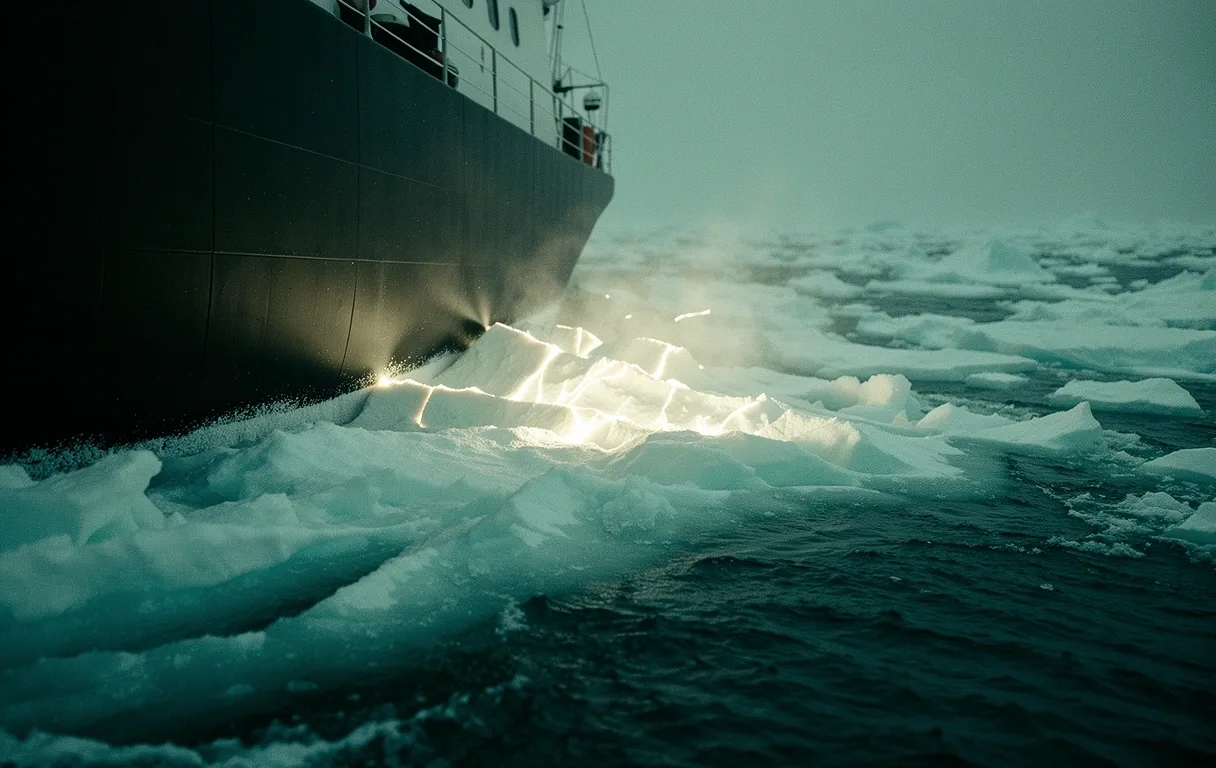 Arctic vessel hull in ice