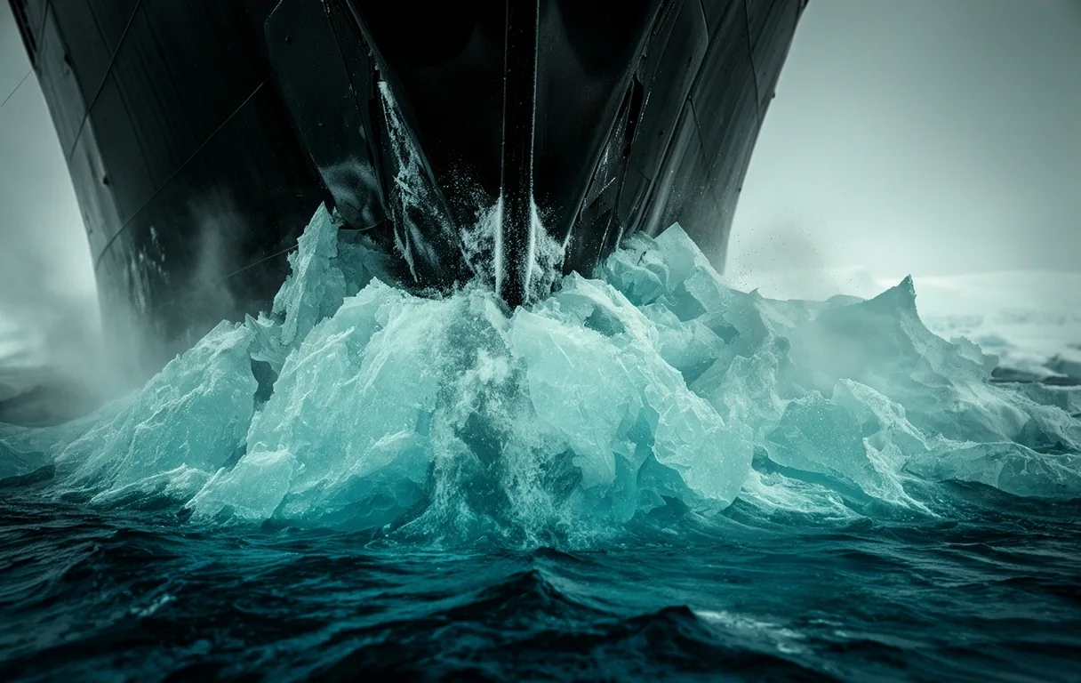 Arctic vessel hull in ice