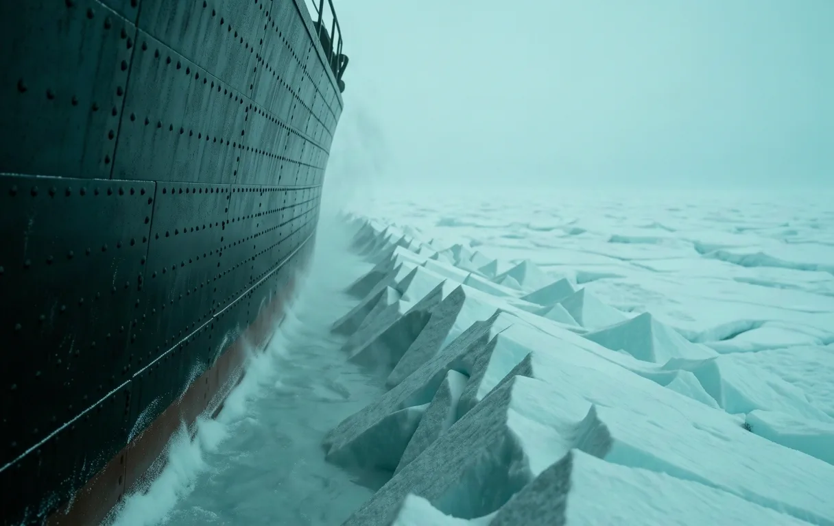 Arctic vessel hull in ice