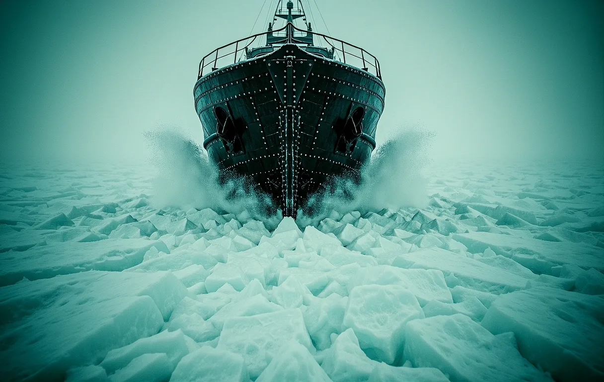 Arctic vessel hull in ice