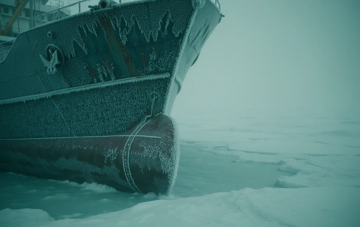 Arctic vessel hull in ice
