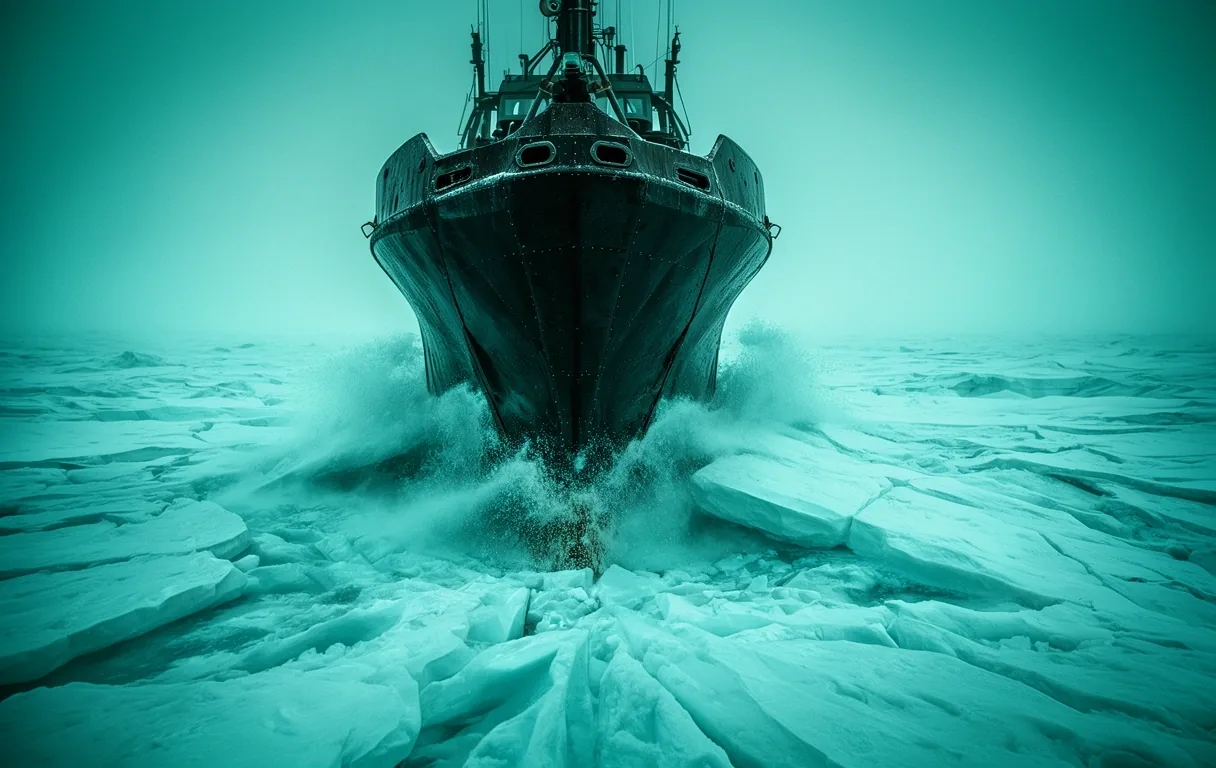 Arctic vessel hull in ice