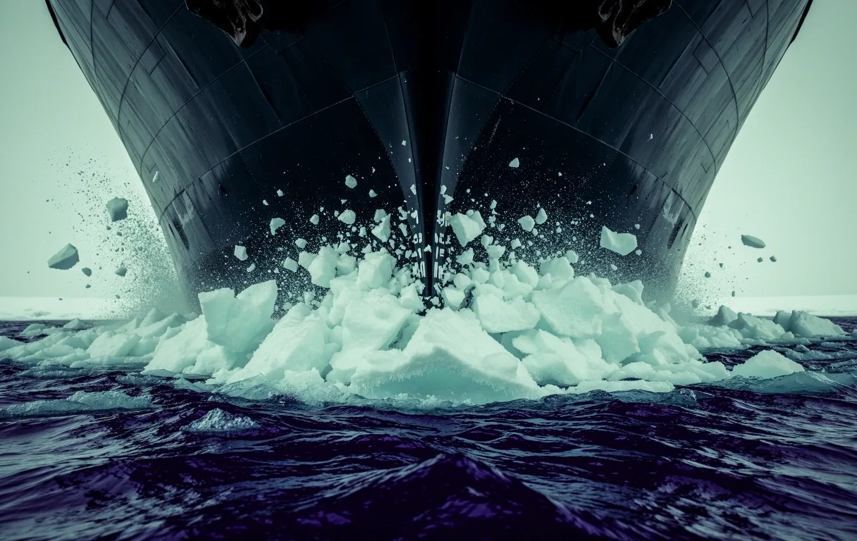 Arctic vessel hull in ice